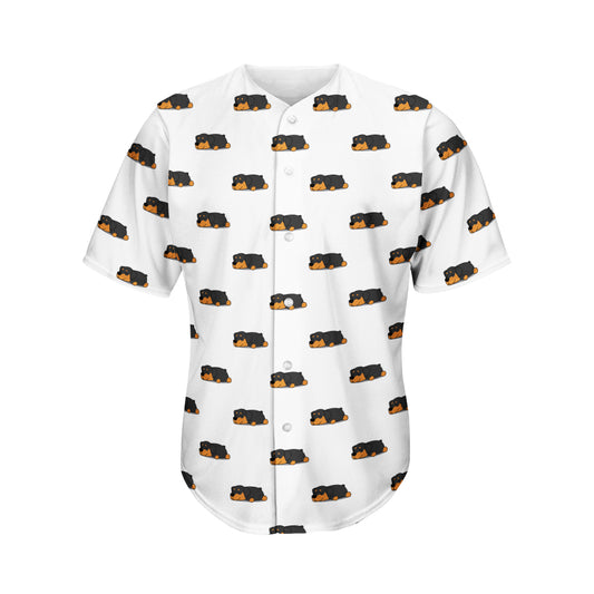Sleeping Rottweiler Pattern Print Men's Baseball Jersey