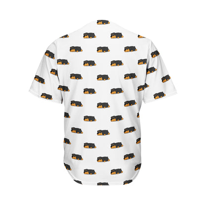 Sleeping Rottweiler Pattern Print Men's Baseball Jersey