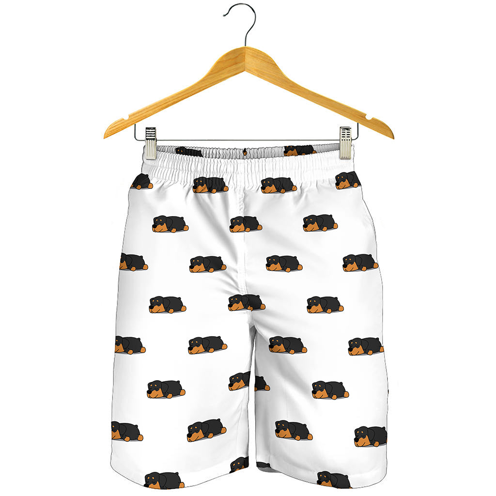 Sleeping Rottweiler Pattern Print Men's Shorts