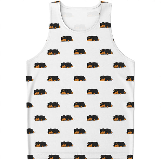 Sleeping Rottweiler Pattern Print Men's Tank Top