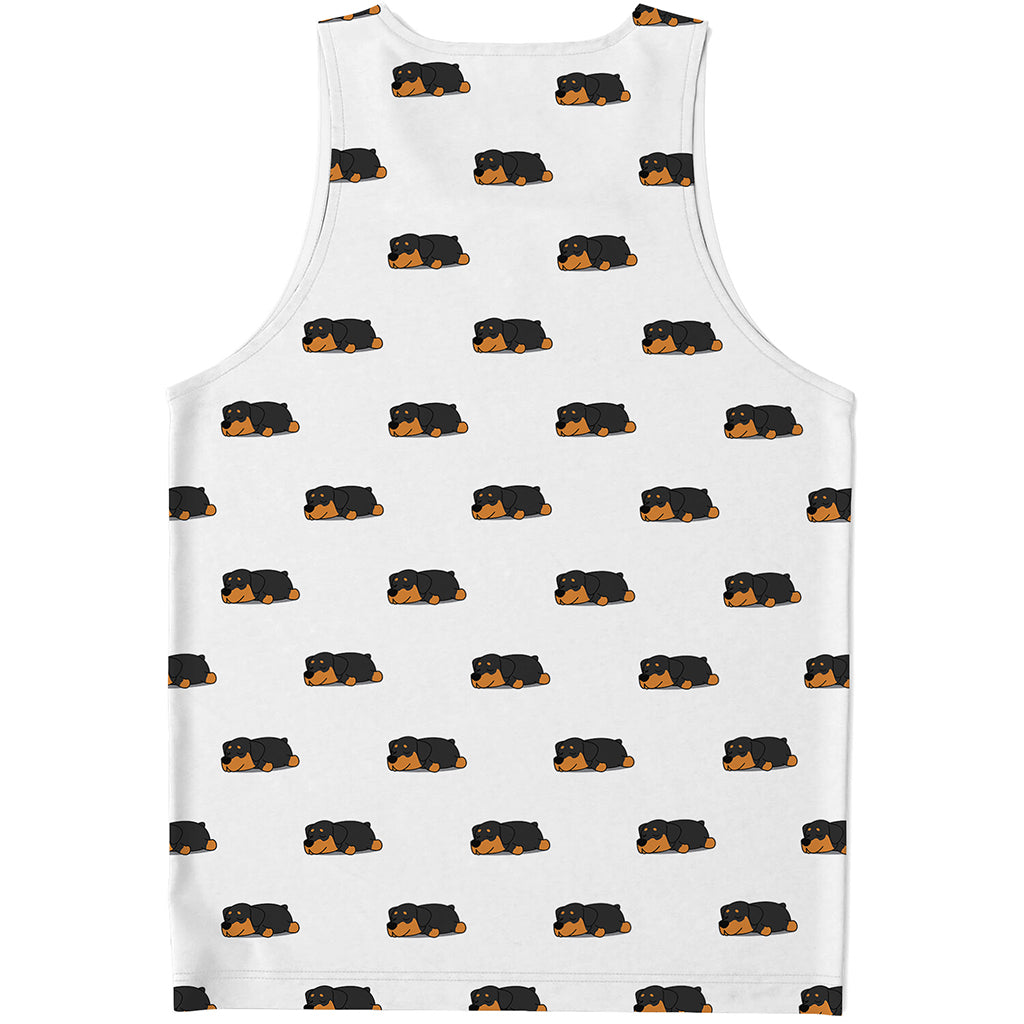 Sleeping Rottweiler Pattern Print Men's Tank Top