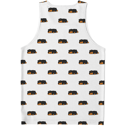 Sleeping Rottweiler Pattern Print Men's Tank Top