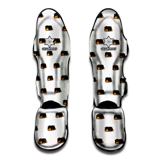 Sleeping Rottweiler Pattern Print Muay Thai Shin Guard