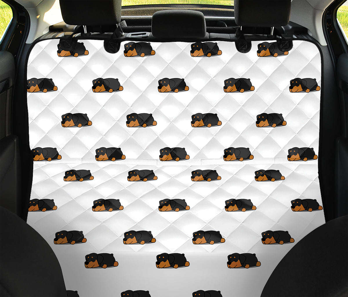 Sleeping Rottweiler Pattern Print Pet Car Back Seat Cover
