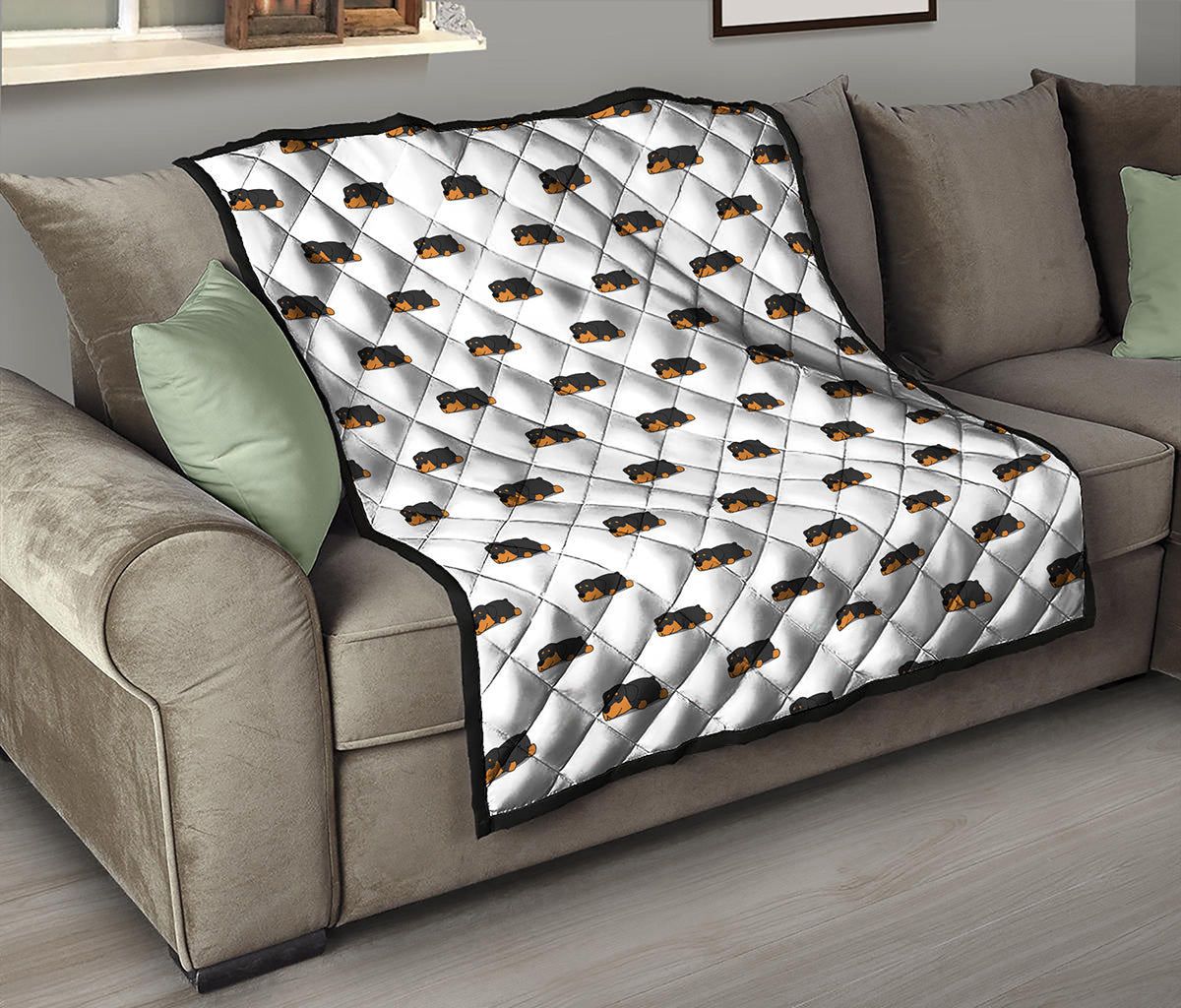 Sleeping Rottweiler Pattern Print Quilt
