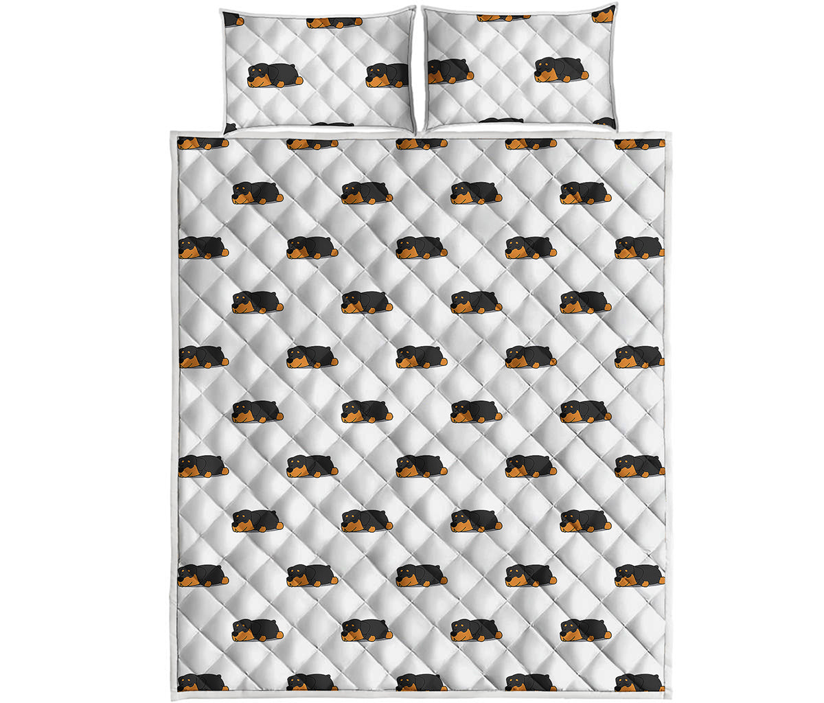 Sleeping Rottweiler Pattern Print Quilt Bed Set