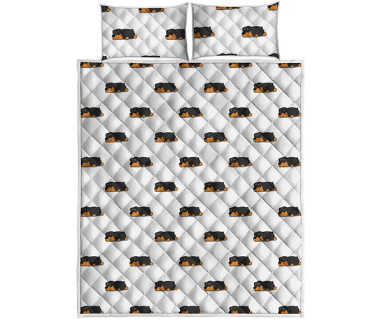 Sleeping Rottweiler Pattern Print Quilt Bed Set