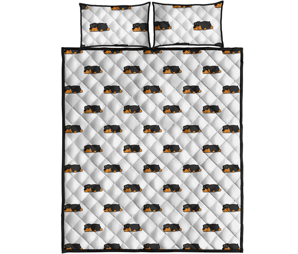 Sleeping Rottweiler Pattern Print Quilt Bed Set