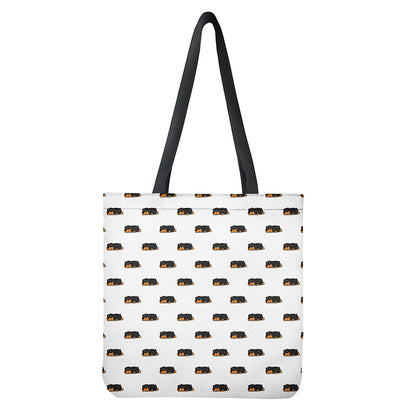 Sleeping Rottweiler Pattern Print Tote Bag