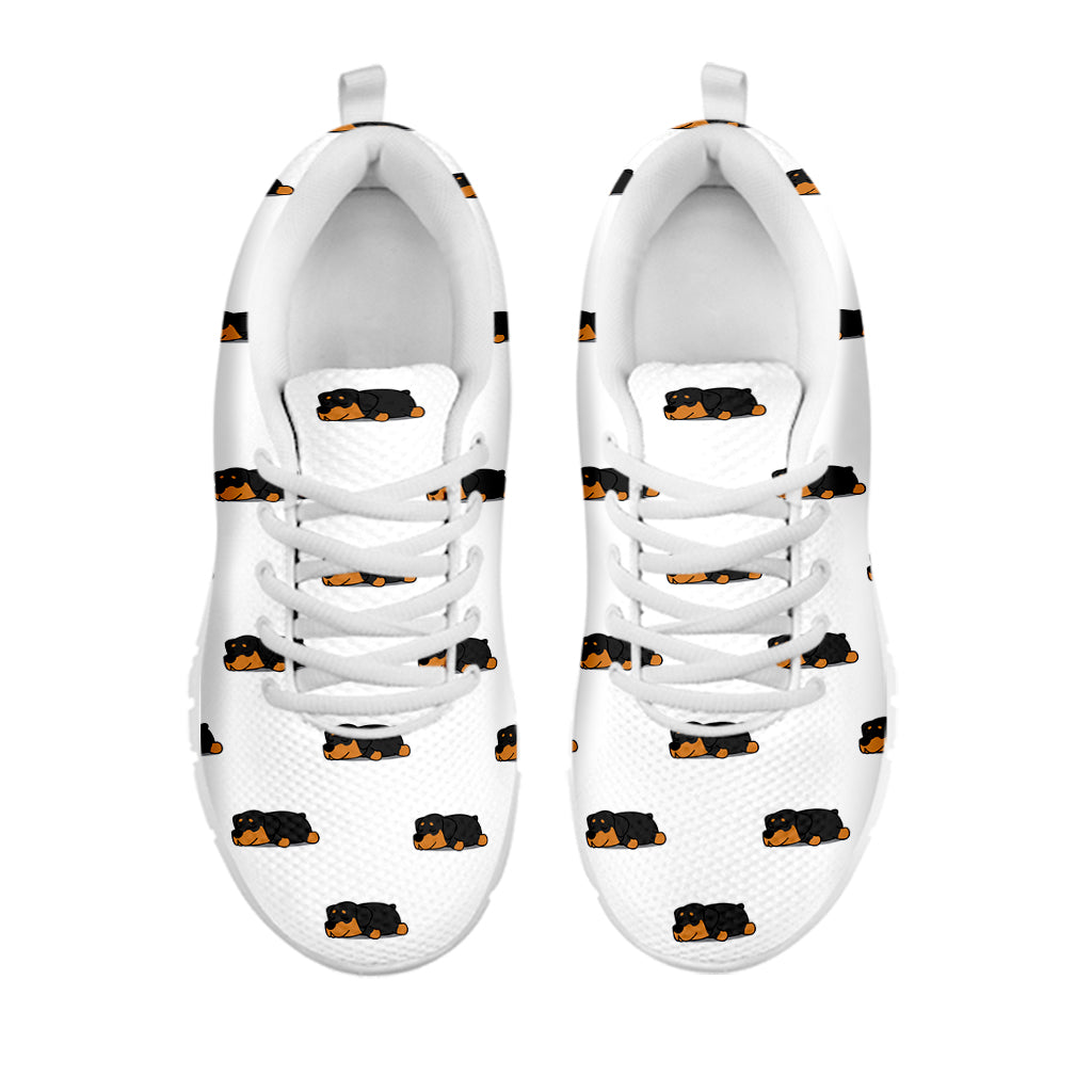 Sleeping Rottweiler Pattern Print White Sneakers