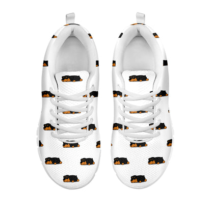 Sleeping Rottweiler Pattern Print White Sneakers