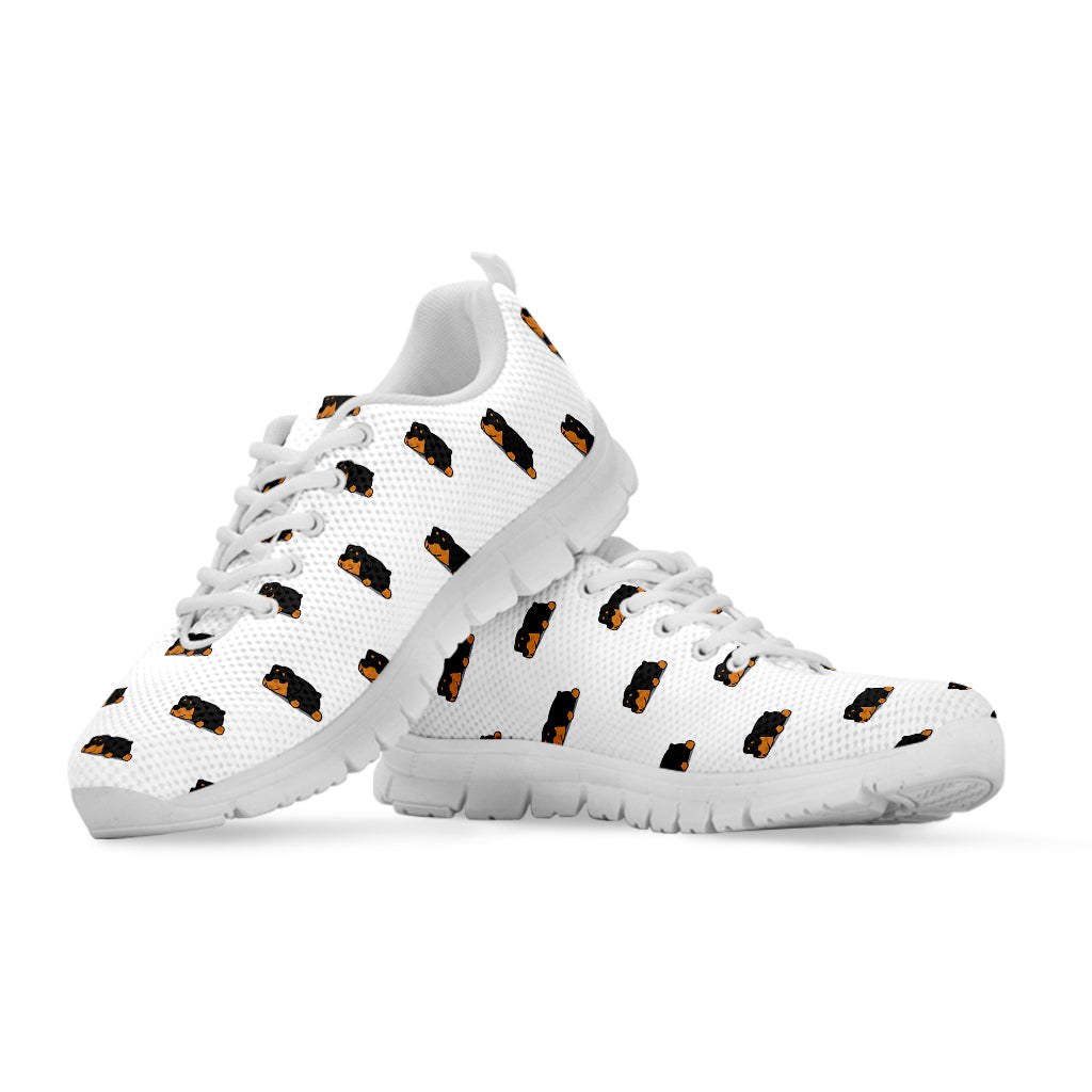 Sleeping Rottweiler Pattern Print White Sneakers