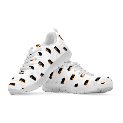 Sleeping Rottweiler Pattern Print White Sneakers
