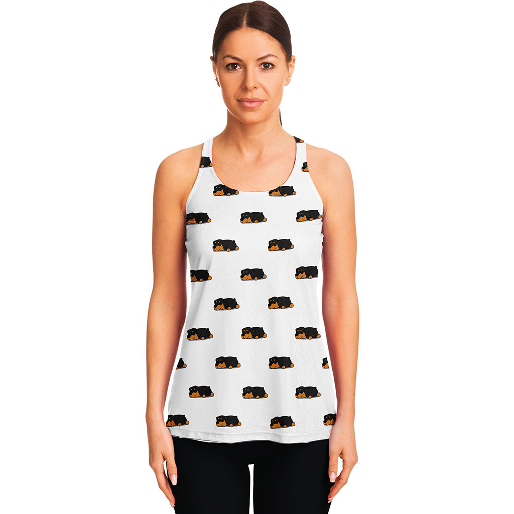 Sleeping Rottweiler Pattern Print Women's Racerback Tank Top