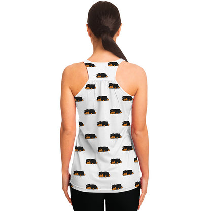Sleeping Rottweiler Pattern Print Women's Racerback Tank Top