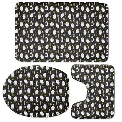 Sleeping Sheep Pattern Print 3 Piece Bath Mat Set