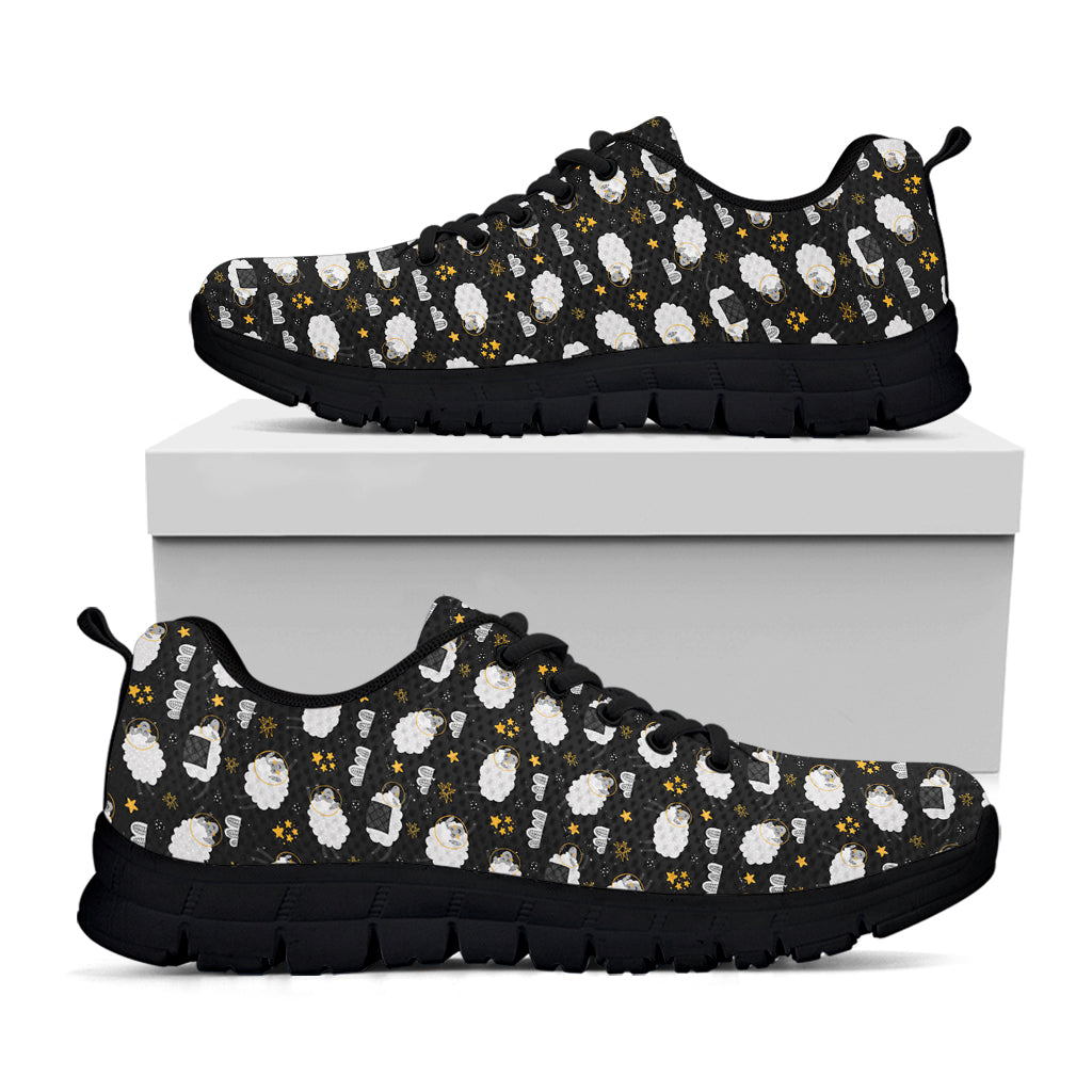 Sleeping Sheep Pattern Print Black Sneakers