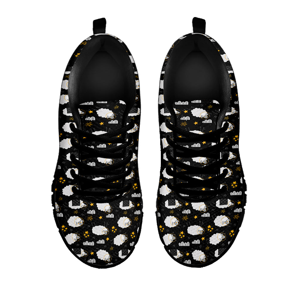 Sleeping Sheep Pattern Print Black Sneakers