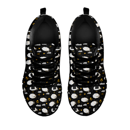 Sleeping Sheep Pattern Print Black Sneakers