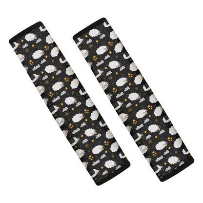 Sleeping Sheep Pattern Print Car Seat Belt Covers