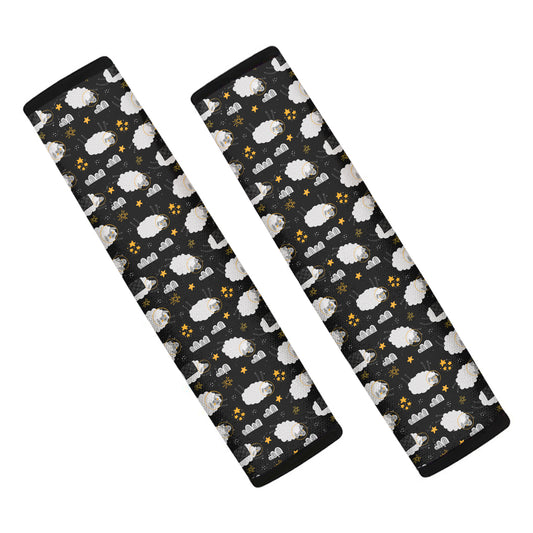 Sleeping Sheep Pattern Print Car Seat Belt Covers