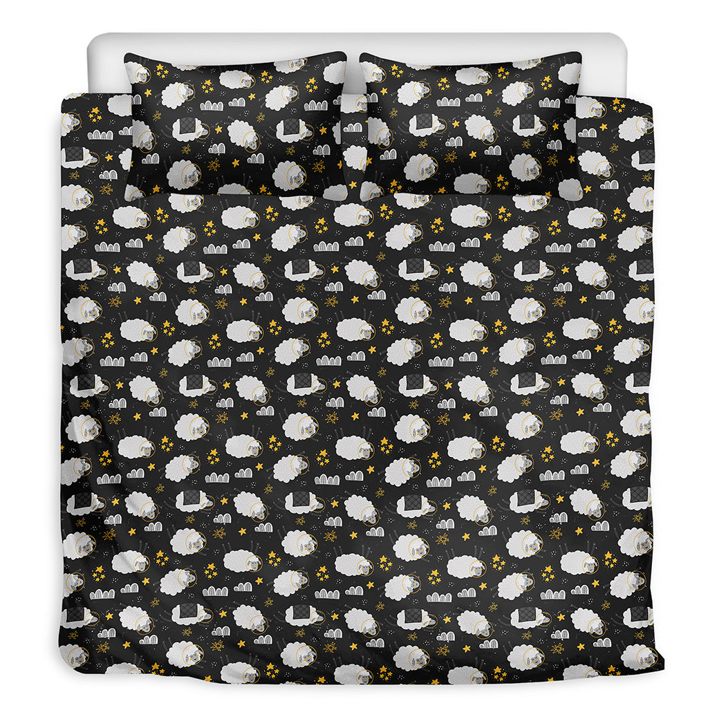 Sleeping Sheep Pattern Print Duvet Cover Bedding Set
