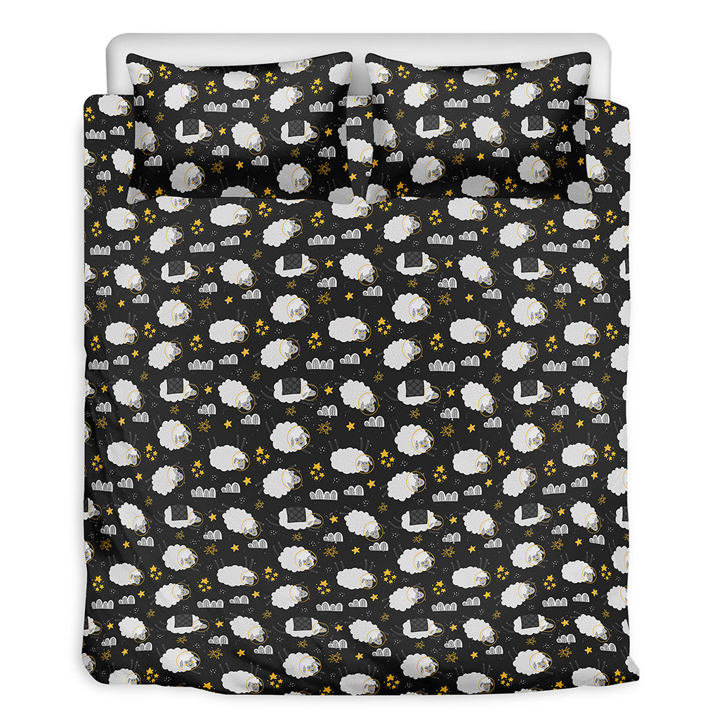 Sleeping Sheep Pattern Print Duvet Cover Bedding Set