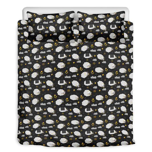 Sleeping Sheep Pattern Print Duvet Cover Bedding Set