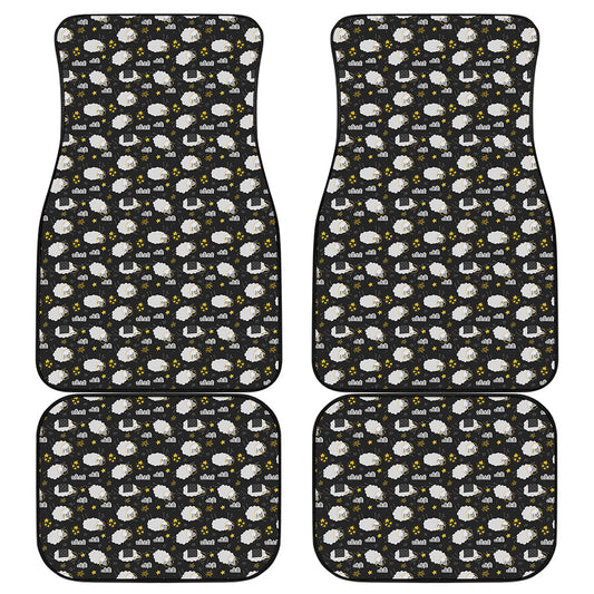 Sleeping Sheep Pattern Print Front and Back Car Floor Mats