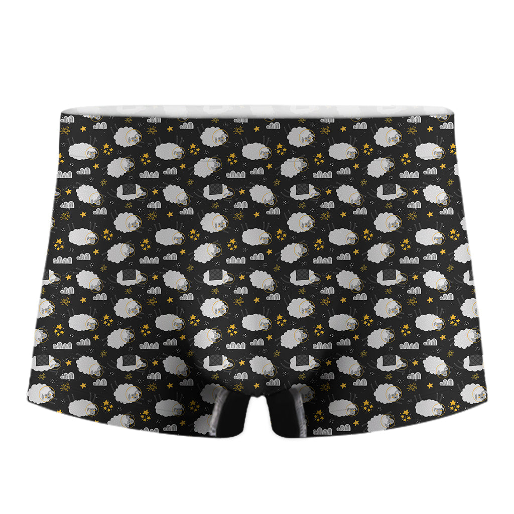 Sleeping Sheep Pattern Print Men's Boxer Briefs