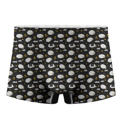Sleeping Sheep Pattern Print Men's Boxer Briefs