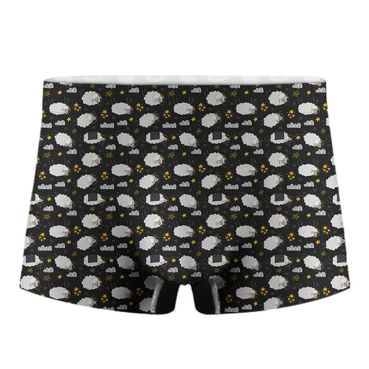 Sleeping Sheep Pattern Print Men's Boxer Briefs