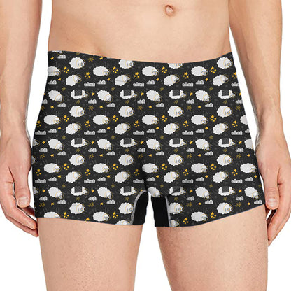 Sleeping Sheep Pattern Print Men's Boxer Briefs
