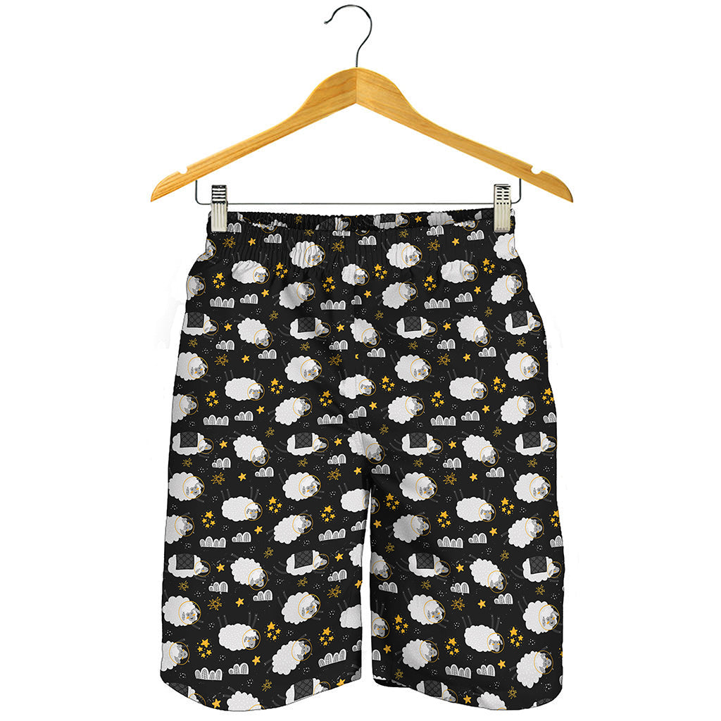 Sleeping Sheep Pattern Print Men's Shorts
