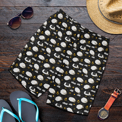 Sleeping Sheep Pattern Print Men's Shorts