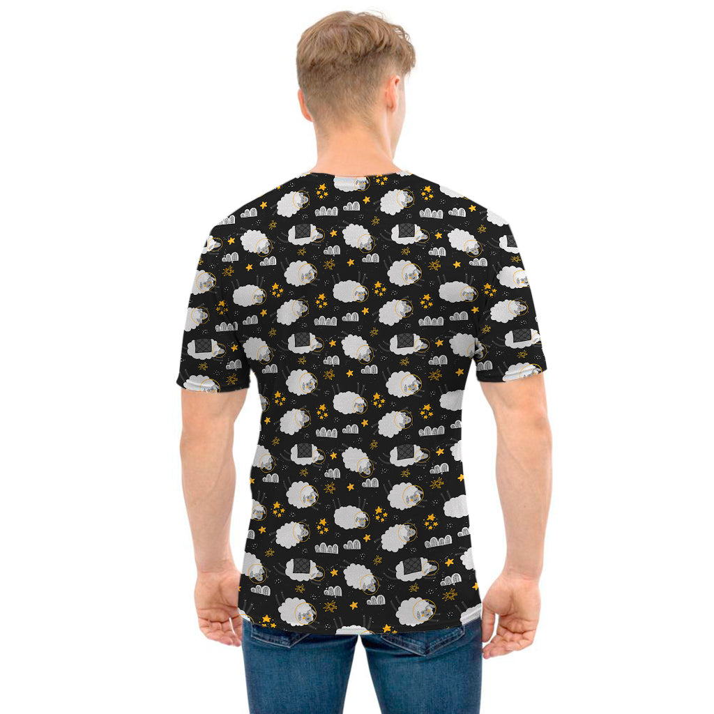 Sleeping Sheep Pattern Print Men's T-Shirt