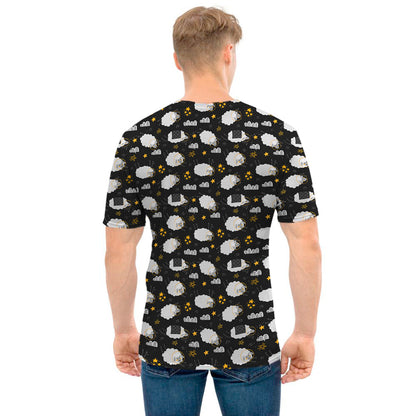 Sleeping Sheep Pattern Print Men's T-Shirt