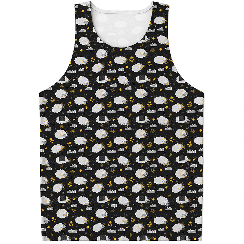 Sleeping Sheep Pattern Print Men's Tank Top