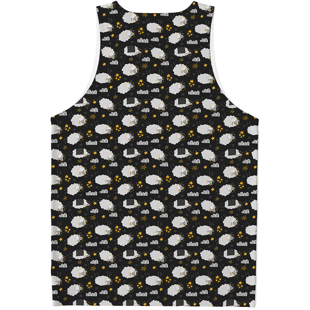 Sleeping Sheep Pattern Print Men's Tank Top