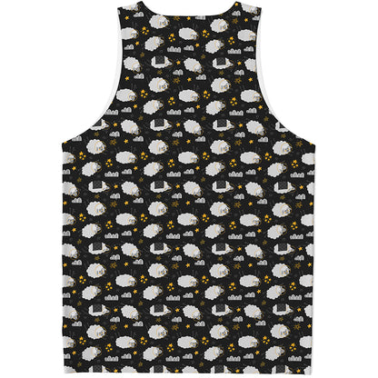 Sleeping Sheep Pattern Print Men's Tank Top