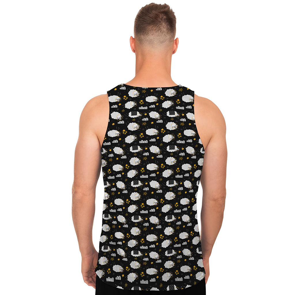 Sleeping Sheep Pattern Print Men's Tank Top