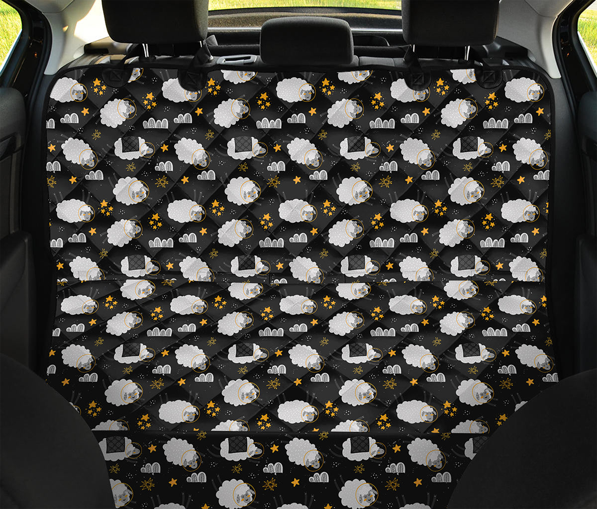 Sleeping Sheep Pattern Print Pet Car Back Seat Cover