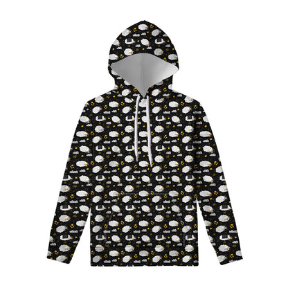 Sleeping Sheep Pattern Print Pullover Hoodie