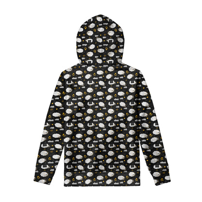 Sleeping Sheep Pattern Print Pullover Hoodie