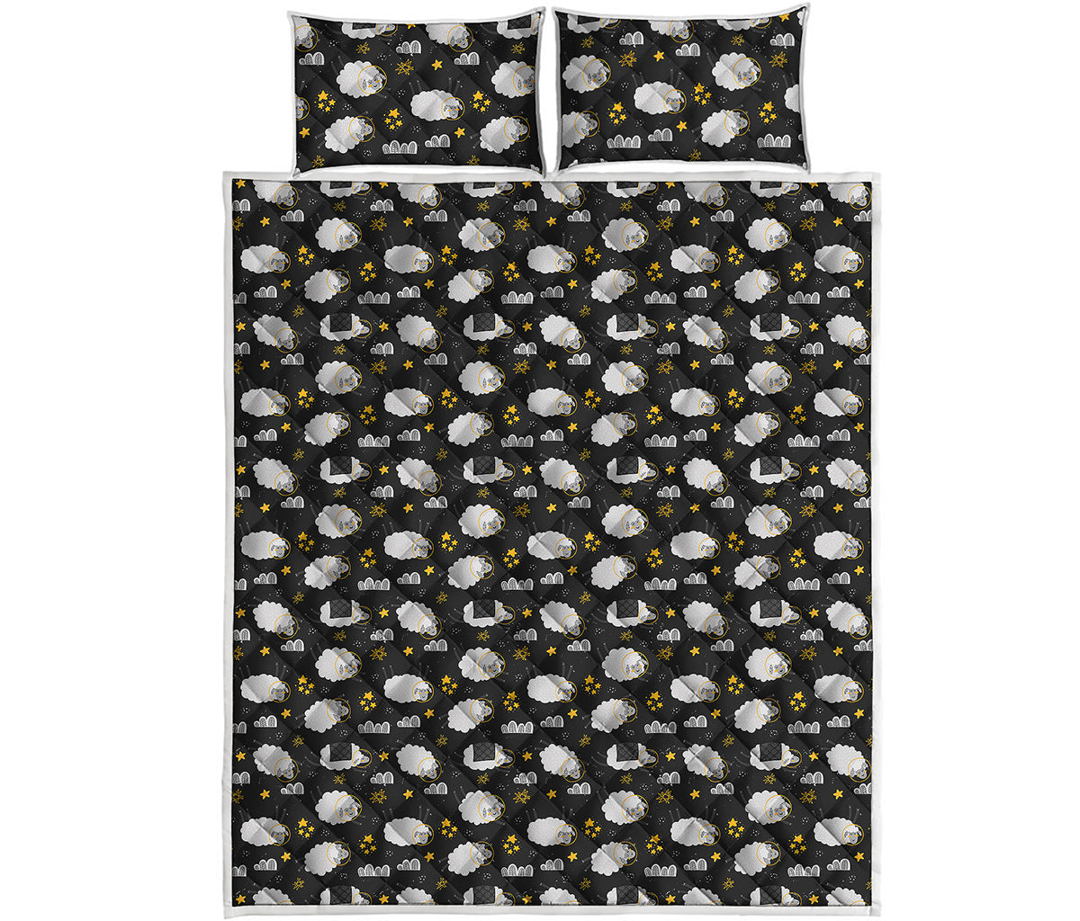 Sleeping Sheep Pattern Print Quilt Bed Set