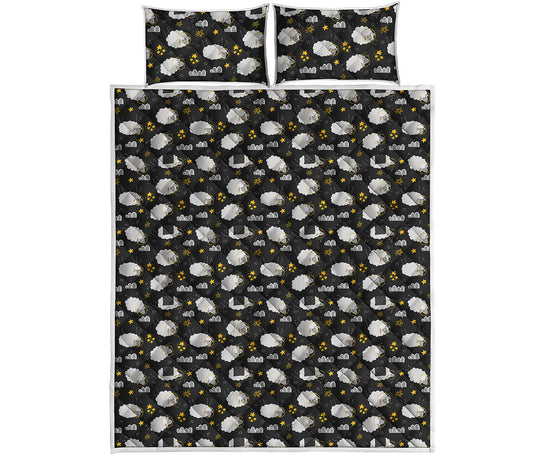 Sleeping Sheep Pattern Print Quilt Bed Set