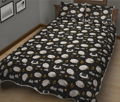 Sleeping Sheep Pattern Print Quilt Bed Set