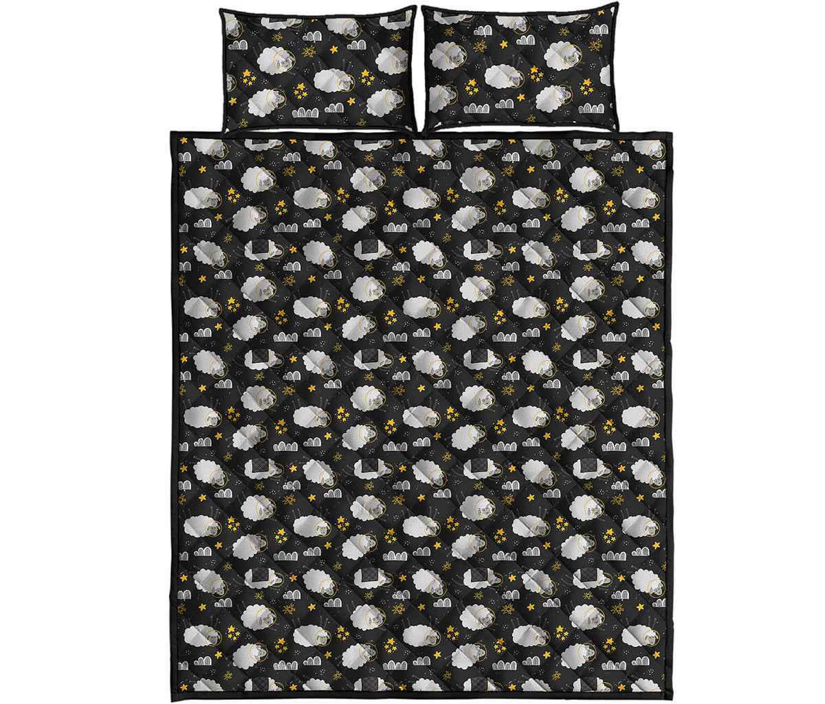 Sleeping Sheep Pattern Print Quilt Bed Set
