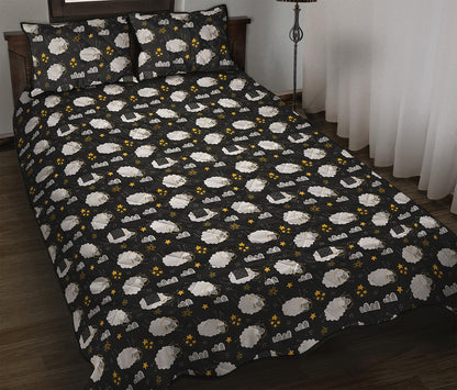 Sleeping Sheep Pattern Print Quilt Bed Set