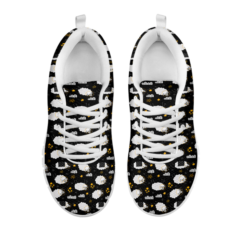 Sleeping Sheep Pattern Print White Sneakers